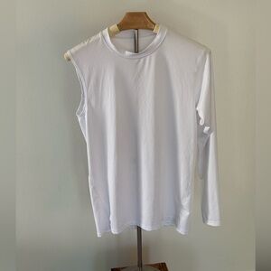 Sleek White One Sleeve Fitted Muscle Tee